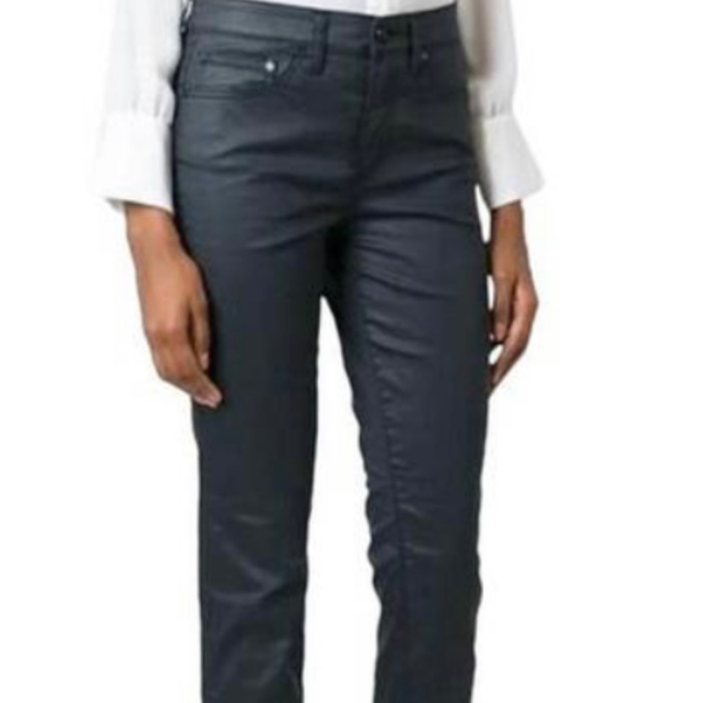 Tory Burch Coated High Waisted Skinny Jean Black Size 26 GUC